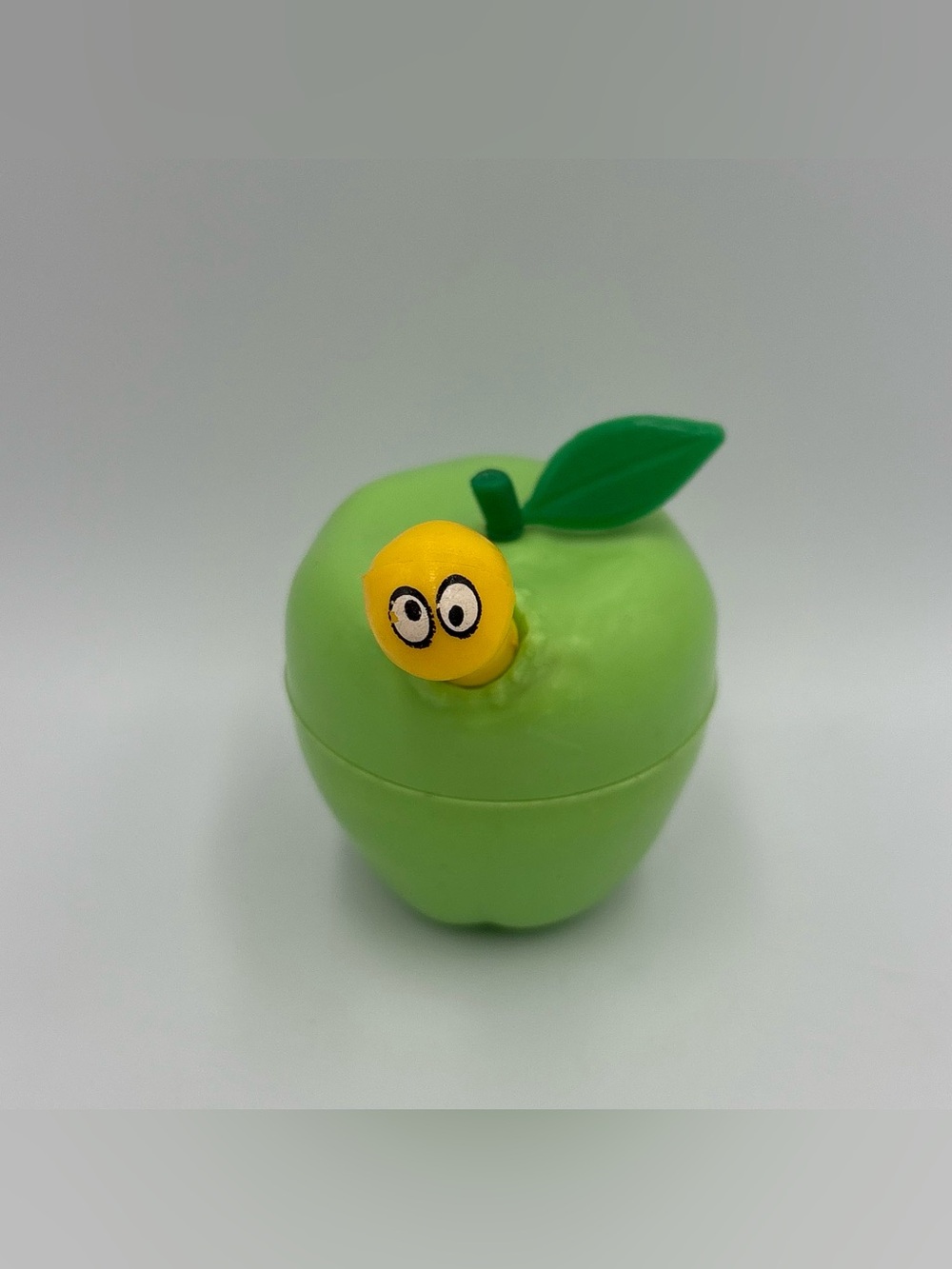 RARE Vintage 1984 Topps Wormy Green Apple Bubble Gum Container 2” Candy Toy